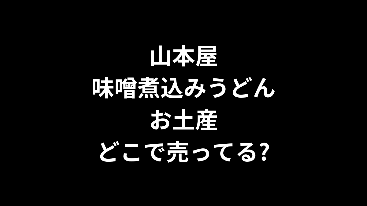 山本屋 味噌煮込みうどん お土産はどこで売ってる？