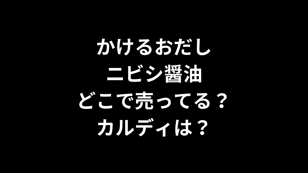 かけるおだし ニビシ醤油はどこで売ってるカルディは？